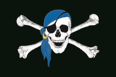 Fahne Flagge Pirat mit blauem Kopftuch Premiumqualität