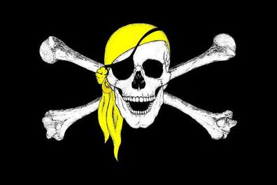 Fahne Flagge Pirat mit gelbem Kopftuch Premiumqualität
