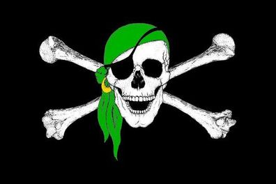 Fahne Flagge Pirat mit grünem Kopftuch Premiumqualität