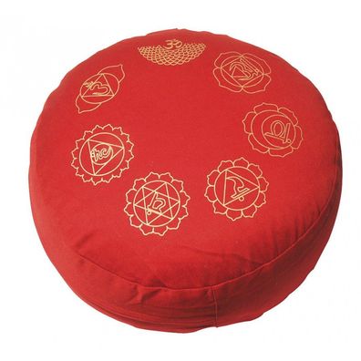 Meditationskissen 7 CHAKRA OM rot Dinkelspelz &Oslash; 35 cm Yogakissen Sitzkissen