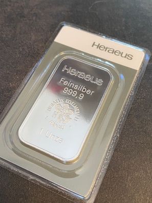 Heraeus 1 oz Unze 999 Silberbarren in Blister Feinsilber