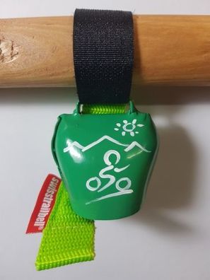 swisstrailbell® fresh Colour-Edition: Grün mit weißem Mountainbiker, grünes Band