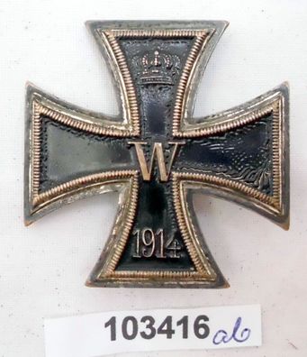 seltenes gewölbtes Eisernes Kreuz 1. Klasse 1914 nicht magnetisch 1. WK (103416)