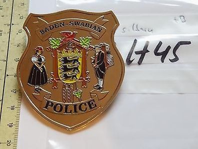 Polizei Brustabzeichen Metall silbern Baden - Swabian Police (h45)