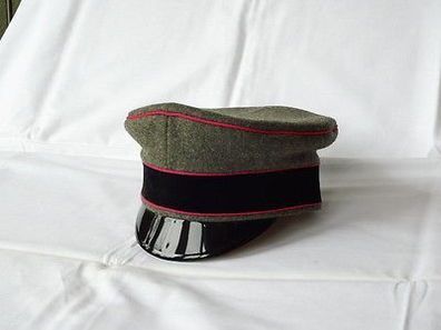 Schirmmütze 1 Weltkrieg Feldgrau - Samt schwarz Biesen rot gr.56cm