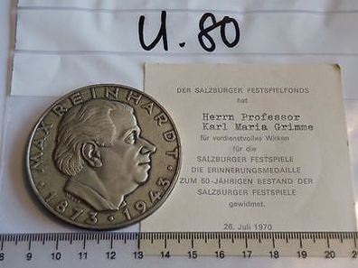 Medaille 50 Jahre Salzburger Festspiele 1970 Verdienstvolles Wirken + Etui (U80)