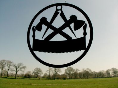 Zimmermann das Zunftzeichen aus 3mm Stahl von 40cm-90cm Innungszeichen Logo Deko