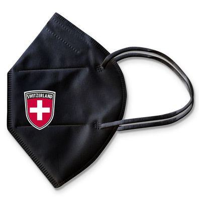1 FFP2 Maske in Schwarz Dt. Herstellung incl. Wappen - Switzerland - 15361
