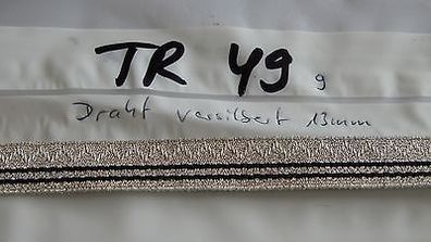 Tresse Österreich 13mm Breite Echt versilbert mit 2 schw. Streifen 1meter (TR49)