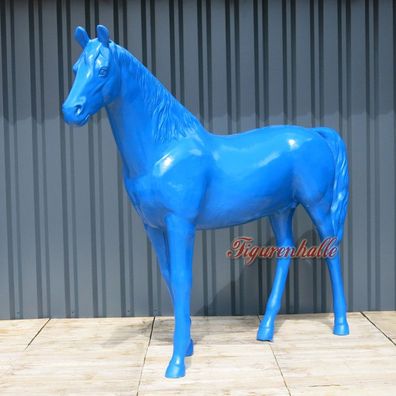 Design Figur Horse Colore Pferdeskulptur Deko Pferd Fiberglas Statue blau