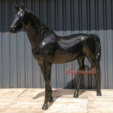 Design Figur Horse Colore Pferdeskulptur Deko Pferd Fiberglas Statue schwarz