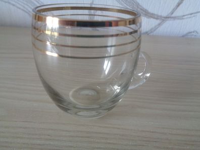 Likörglas, Schnapsglas mit Henkel und Goldrand