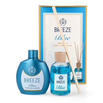 Breeze Geschenkset Deodorant Squeeze Blue 100 ml & Raumdiffusor 100 ml