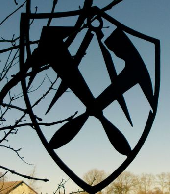 Dachdecker Wappen Innungsschild aus Stahl 3 mm Zunftzeichen Maibaum Deko