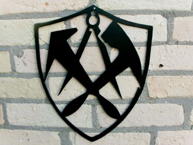 Dachdecker Wappen Zunftzeichen aus 3mm Stahl H=40cm Innungszeichen Logo
