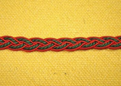 Posamentenborte geflochtene Trachtenborte rot grün 0,7 cm breit je 1 Meter 1966