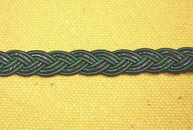 Posamentenborte geflochtene Trachtenborte grün silber 0,7 cm breit je 1 Meter 1912