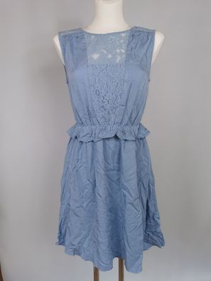 Bodyflirt Sommerkleid mit Spitze, blau, Gr. 34