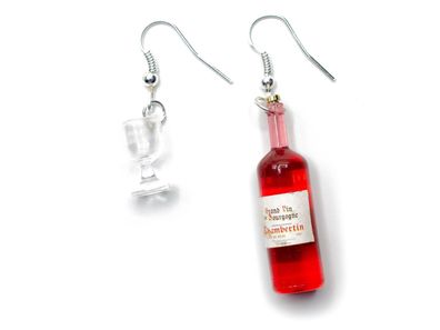 Weinglas Weinflasche Ohrringe Miniblings Ohrhänger Kelch Glas Flasche rot