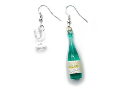 Weinglas Weinflasche Ohrringe Miniblings Ohrhänger Kelch Glas Flasche türkis