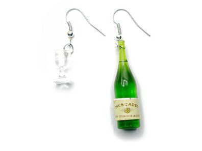 Weinglas Weinflasche Ohrringe Miniblings Ohrhänger Glas Flasche grün