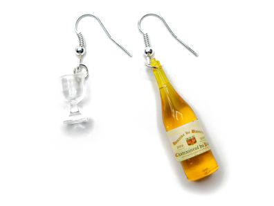 Weinglas Weinflasche Ohrringe Miniblings Ohrhänger Glas Flasche gelb