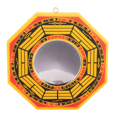 BaGua Spiegel konkav &oslash; 15,5 cm / Schutz vor negativen Energien / Feng-Shui