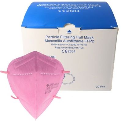 20 Stück FFP2 Maske Pink 5-Lagig, zertifiziert nach DIN EN149:2001 + A1:2009, part