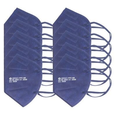 10 Stück FFP2 Maske Blau 5-Lagig, zertifiziert nach DIN EN149:2001 + A1:2009, part