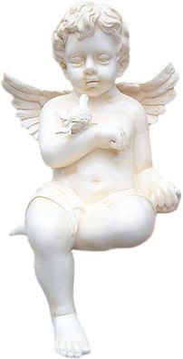 Engel sitzend über Kante Hand bemalt Frostsicher outdoor geeignet Angel