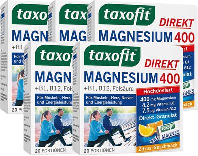 taxofit® Magnesium 400 Direkt-Granulat 5x20 Tabletten Muskeln Herz 2597700