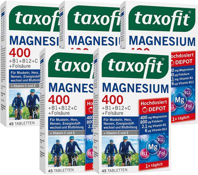 taxofit® Magnesium 400 Depot 5x40 Tabletten Magnesium Herz Nerven 10715504