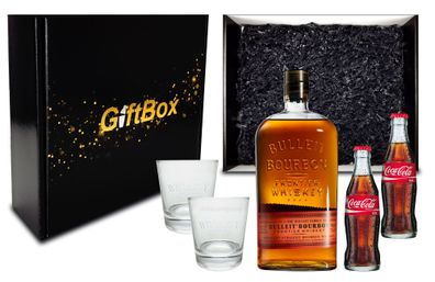 Giftbox Geschenkset Bulleit Bourbon Frontier Whiskey 0,7l (45% Vol) + 2x Coca C
