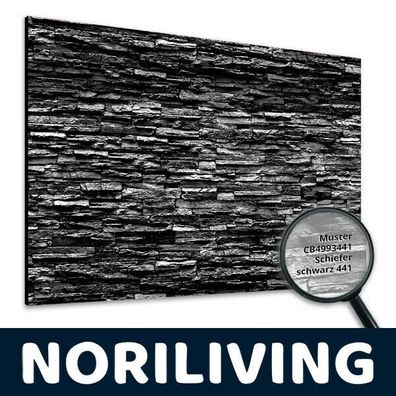 Duschrückwand Muster Fugenlos Fliesenersatz Wand Platte Schiefer schwarz S3441