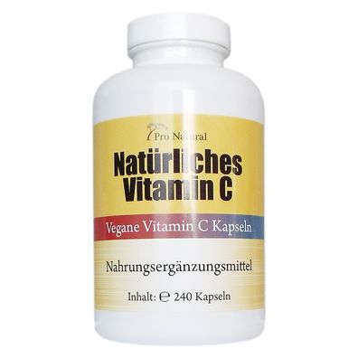 Pro Natural Natürliches Vitamin C - 240 Kapseln Acerola / Hagebutte ohne Zusätze