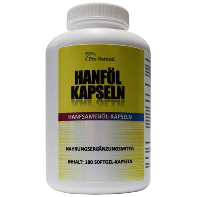 Pro Natural Hanföl Kapseln - 180 Softgel-Kapseln - Omega Fettsäuren 3-6-9