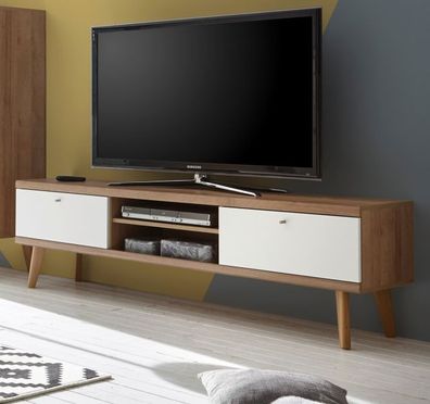 TV-Lowboard weiß / Eiche Riviera Hygge Unterteil für Flat-TV Board 160 cm Helge