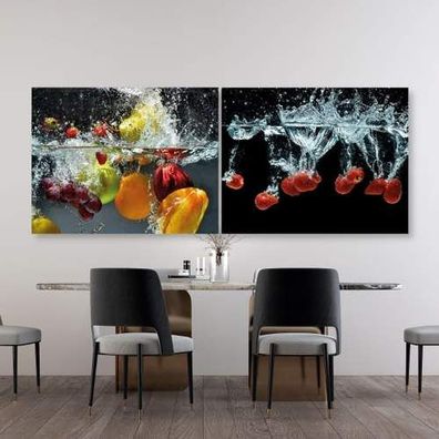 Wandbilder Set | Küche | Esszimmer | Fruits | Früchte | Deko | XXL | Druck