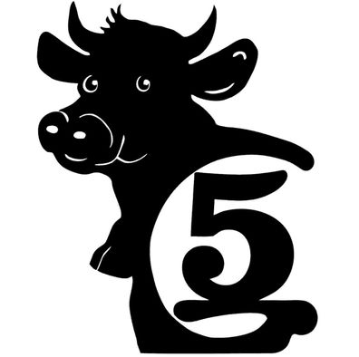 Kuh mit Hausnummer aus 3mm Stahl individuelle Fertigung ab 49€ von 30cm-80cm