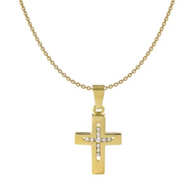 Acalee Schmuck Mädchen-Halskette mit Kreuz Gold 333 / 8K Kinder-Schmuck 50-1013