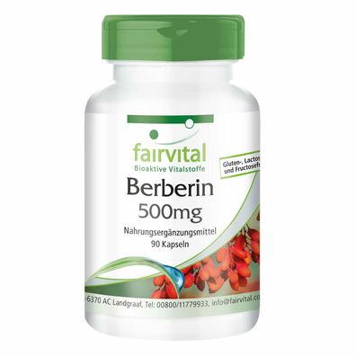 Berberin 500 mg mit Zinkcitrat - 90 Kapseln - als Berberin-HCI vegan - fairvital