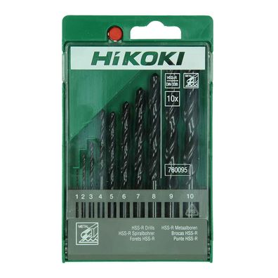 Hikoki Metallbohrer-Set, 780095, HSS-R, Stahl und Guss bis 900 N/ mm², 10-teilig