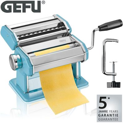 GEFU Pasta Perfetta Edelstahl Nudelmaschine Pasta Nudel Teig Maschine Azurblau