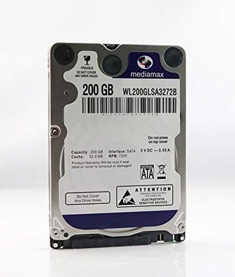 Mediamax 200 GB 2,5" interne Festplatte, SATA III, 7200RPM, 32 MB Cache, 7mm, WL200