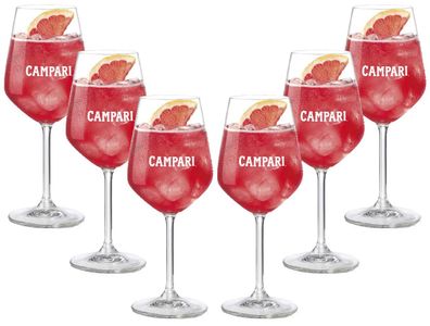 Campari 6er Set Glas Gläser Set - 6x Weingläser / Ballonglas