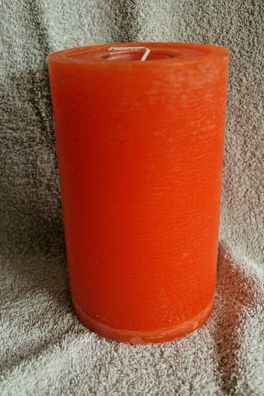 Kerze Stumpenkerze mit Teelicht orange H: 17,5 cm D: 10 cm Hochzeit Taufe Kommunion