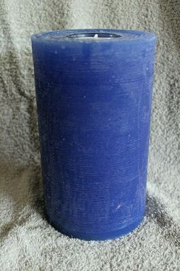 Kerze Stumpenkerze mit Teelicht blau H: 17,5 cm D: 10 cm Hochzeit Kommunion