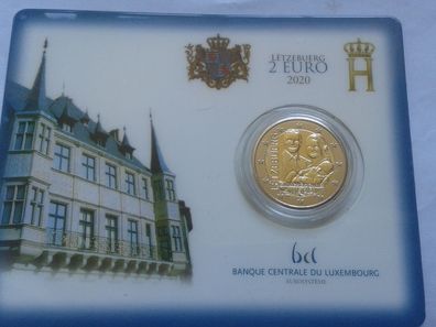 2 euro 2020 Luxemburg coincard Geburt Charles seltenes Münzzeichen Brücke