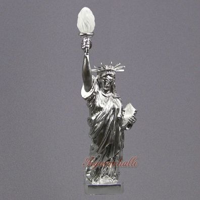 Nwe York Freiheitsstatue of Liberty silber V8 Chrom Fahne Figur Lampe Stehlampe