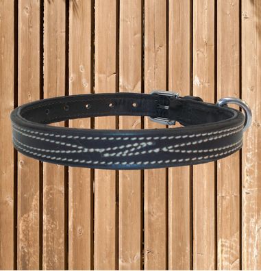 Hundehalsband m. Ziernähten, Riding World Leder Halsband, Lederhalsband, 45 cm